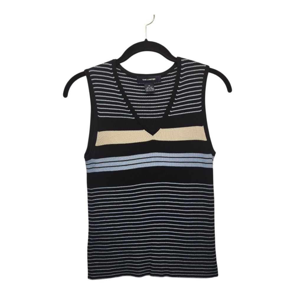 Womens 100% Silk Stretch V-neck Sleeveless Tank MEDIUM Y2K